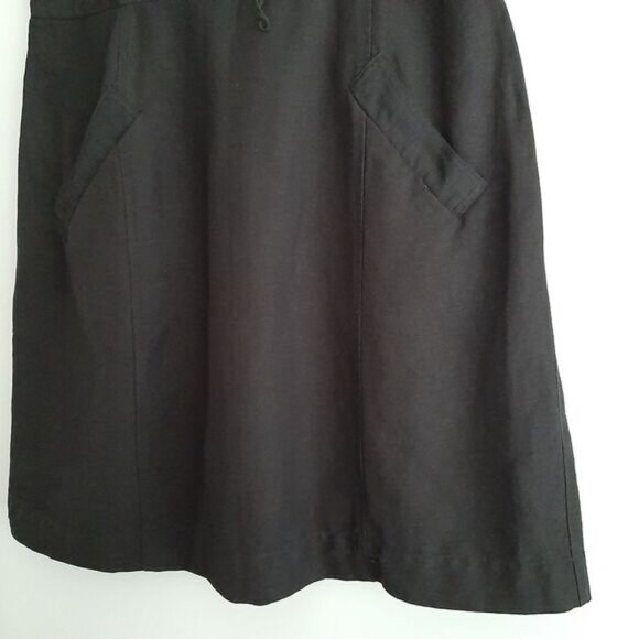 CALVIN KLEIN / Linen Blend w/ Pockets Knee Length Dress Black Sz 12 - Picture 7 of 12
